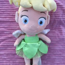 Disney Store Tinkerbell Fairy Toddler Plush Doll 12" Peter Pan Pigtails