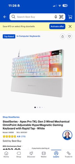 Steel series apex pro tkl gen 3 gaming keyboard