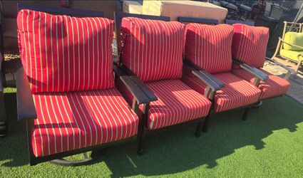 $1200  FROM TODAYS PATIO BIG 4 CHAIRS with SUNBRELLA cushions