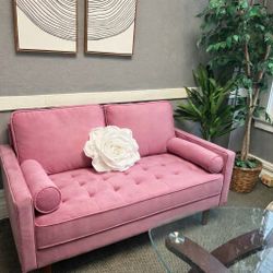 Unused Pink Velvet Loveseat