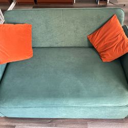 Dark Green Sleeper Sofa Velvet Upholstered For Sale 