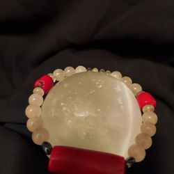 Red Coral And Rose Quartz Crystal Healing Bracelet 