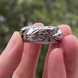 Men Women Size 9 Celtic Wolf Head Wedding Band Ring stainless steel sale