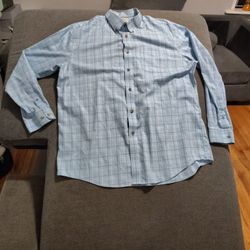 LL Bean Shirt Mens XLarge Button Down Traditional Fit Plaid Light Blue