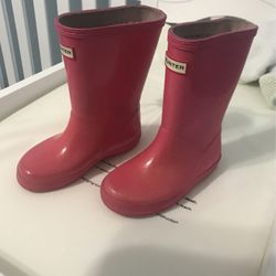 Hunter Pink Girls Rain Boots Size 10