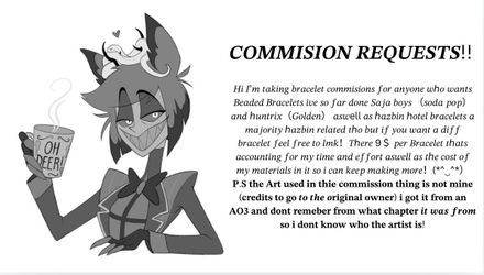 Taking hazbin or other bracelet commissions!