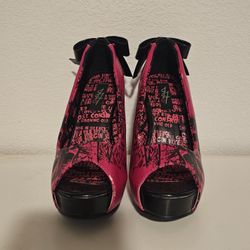 Iron Fist High Heels - Pink,lace Back, Skulls