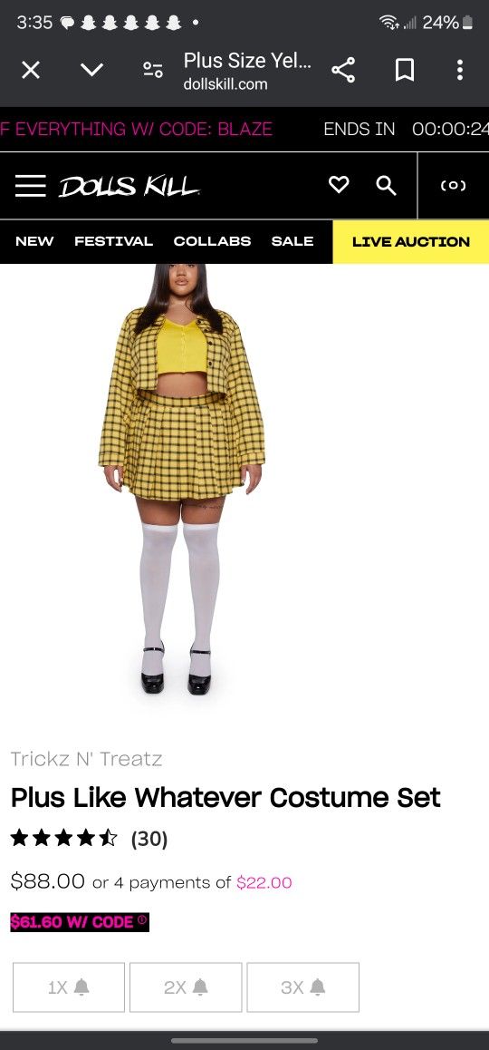 DEADSTOCKED DOLLSKILL CLUELESS OUTFIT 