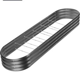 Land Guard 8×2×1ft Galvanized Raised Garden Bed Kit, 108 Gallon Capacity Raised Garden Boxes Outdoor, Oval Metal Raised Garden Beds for Vegetables, Gr