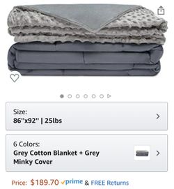 Weighted blanket 86”x92”. - 25 lbs