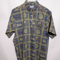 VINTAGE REYN SPOONER UCLY BRUINS  UNIVERSITY  HAWAIIAN SHIRT  M3NS SIZE XL  