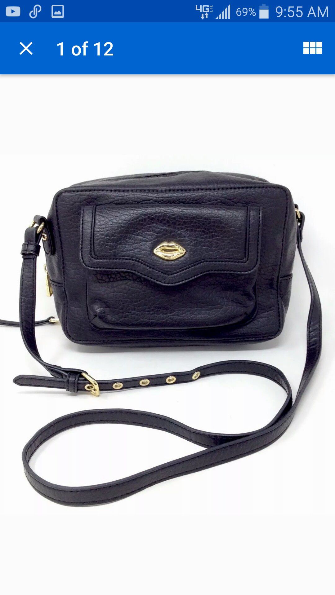 Juicy Couture Leather Crossbody Women's Small/Medium Black Hobo Messenger Shoulder Bag Purse