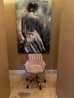 Pink Velvet Office Chair with Gold Base