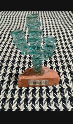 STACKED ART GLASS CACTUS SCULPTURE 5" - P99