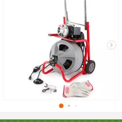 K-400 Drain Cleaning Snake Auger 120-Volt Drum Machine with C-32IW 3/8 in. x 75 ft. Cable + 4-Piece Tool Set & Gl 760