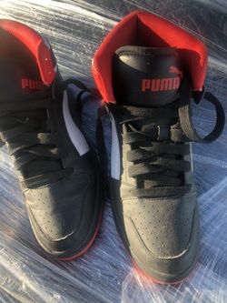 Red Black And White High Top puma