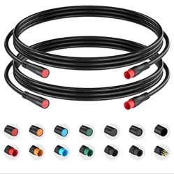 NEW! (2) pair Ebike Extension Cable 2Pin Waterproof Plug Works for Electric Bicycle Light/Throttle/Ebrake/Display Ebike Parts Extend Cable 2pin 50cm