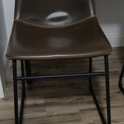 Roundhill Furniture Lotusville PU Leather Dining Chairs, Set of 2, Brown
