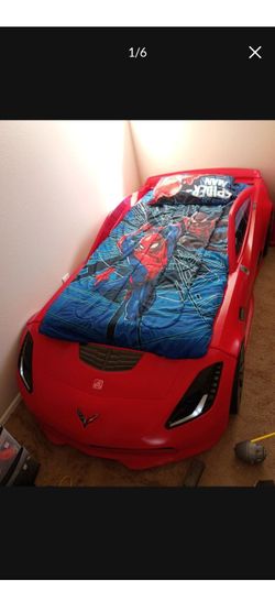 fram only from toddler to twen bed Toddler To Twin Bed Corvette Frame Only With Working Nights Front Lights - Step2
