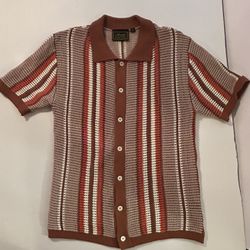 Massive Luxury Edition men's knit crochet short-sleeve polo shirt Size LARGE 