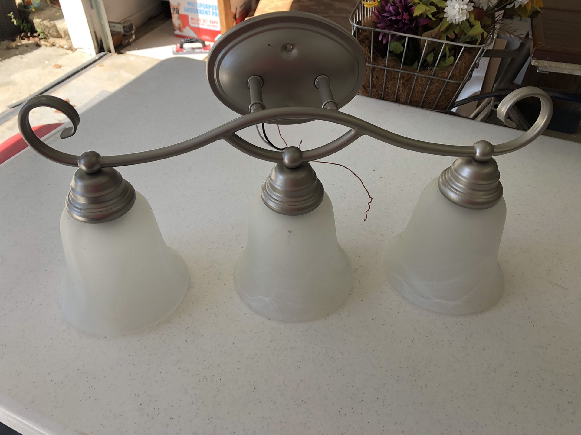 Nickel plated 3 light fixture
