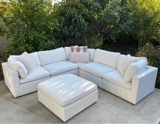 6-Piece Feather-Filled Cloud-Style Modular Sectional + Ottoman