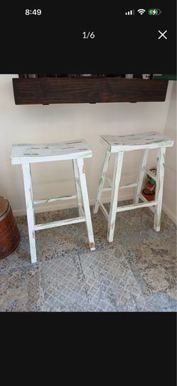 2 Solid Wood High Top Stools