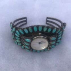 Turquoise Watch Sterling Silver Navajo Indian American Native