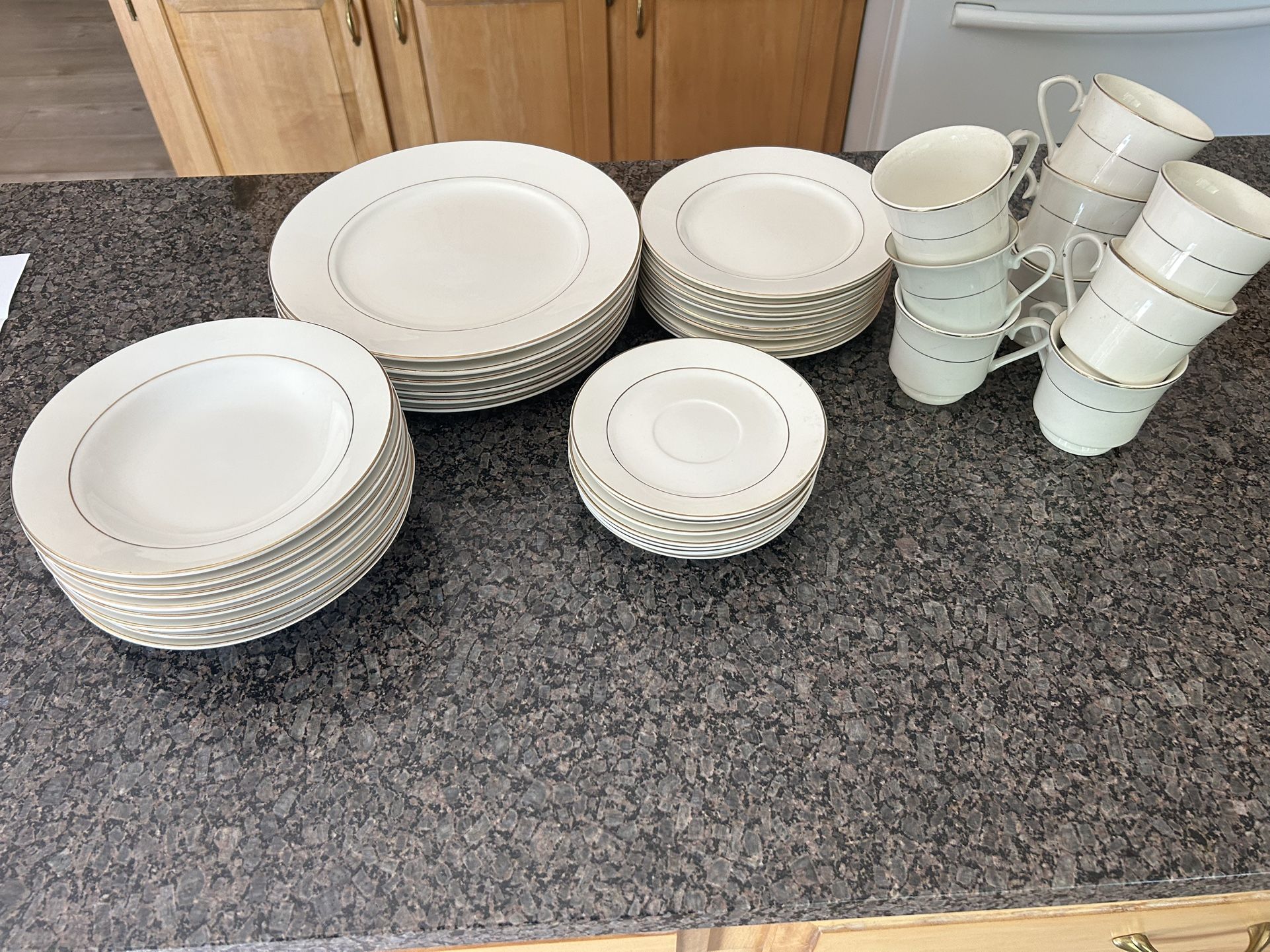 Gold Rimmed Fine Porcelain Plates And Cups