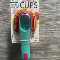 Joie Teal Handle Nesting Measuring Cups with Pink, Yellow, Orange, Green