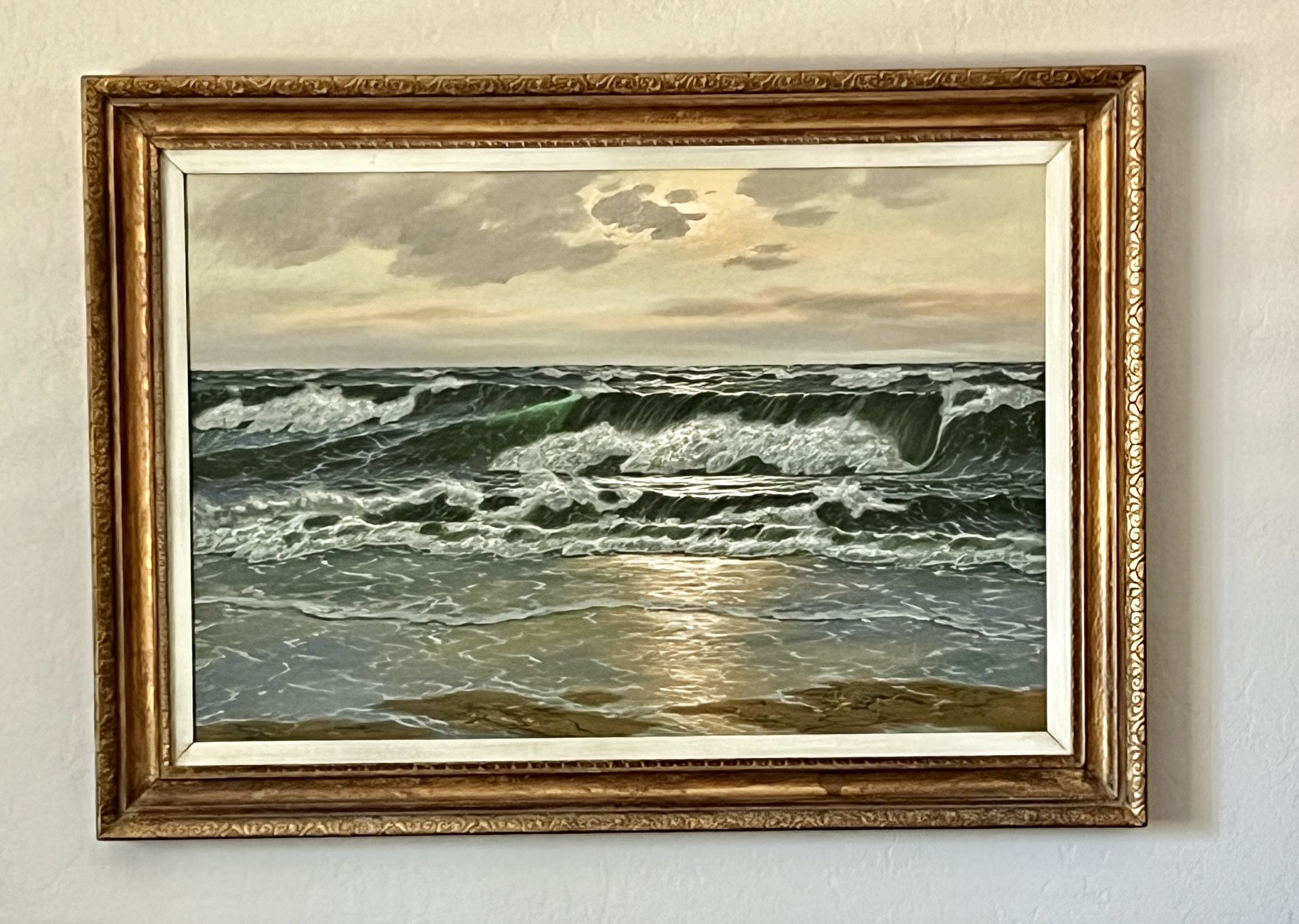 Huge “Hans Durr Original 43” X 31” Seascape Oil Painting Framed