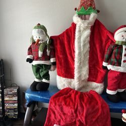 Christmas Decorations/Santa Suit (4pieces) Jacket , Pants And Boot/show Covers