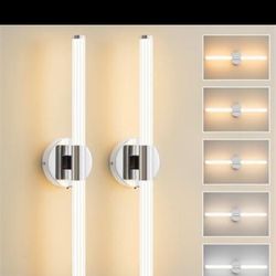 Gednbo Bathroom Wall Sconces Set of 2 Hardwired, Dimmable 5CCT LED Bathroom (SR) MSRP: $99.99 - New - full set