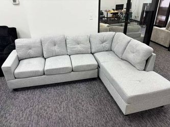 🤩 Brand New Black & Gray Comfortable Fabric Reversible L Shape Sectional Sofa Couch w/ Chaise | Pay After Delivery 🚚