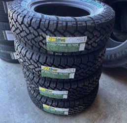 225/75R16 LT All Terrain Tires with White Letters 