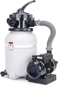 Brand new in box 10 Inch Sand Filter Pump for Above Ground Pools, 2220 GPH 1/4 HP Pool Filtration System, 30 lb Sand Tank, 6-Way Valve, Hose Adapters,