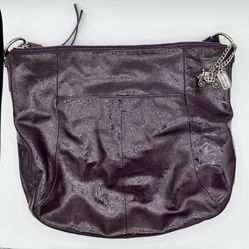 Coach Soho XL Rare/Retired Leather Hobo bag,Deep Eggplant Purple/Silver Hobo Bag