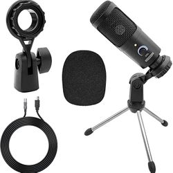 USB Microphone Metal Condenser Recording Microphone for Laptop MAC or Windows Cardioid Studio Recording Vocals, Voice Overs, Streaming Broadcast