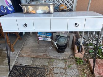 White Console Table with Hairpin Legs -#Furniture