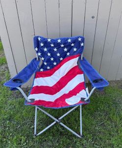 Camping American Flag Patriotic USA 🇺🇸 Outdoors Chair Beach Red White Blue Freedom Hiking Camping Outdoors Tailgate Tailgating