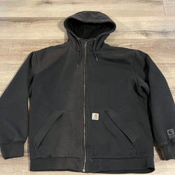 Carhartt Rain Defender thick black faded Full Zip Hoodie Sweatshirt Jacket Men’s Large
