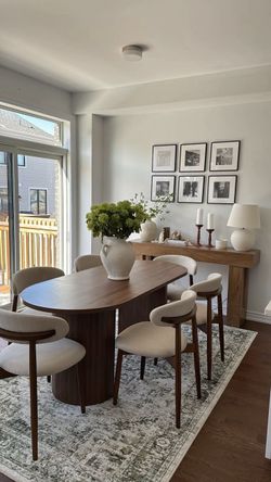 71” Oval Modern dining set table + 6 chairs  • Brand New •