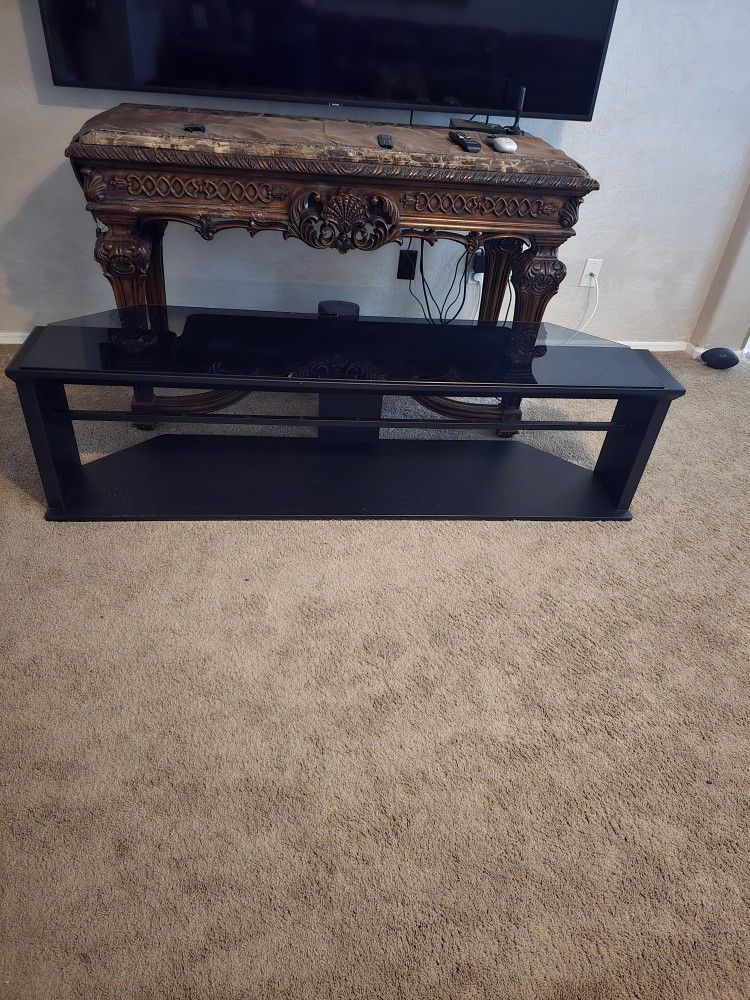 Long TV Stand, Wood And Glass IN SURPRISE $65