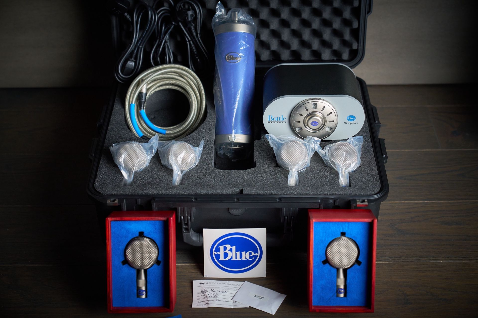 Rare NOS Blue Bottle Mic Locker Tube Condenser Microphone Set W/ 6 Capsules