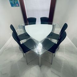 Modern Glass Dining Table Set – Seats 6