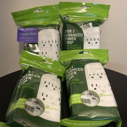 4x Greenlite Tier 1 Advanced Power Strip 5 Outlet Surge Protector Energy Saving 