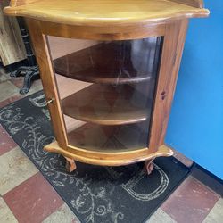 Small Curved Glass Front Cabinet With Key