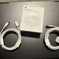 Apple 35W Dual USB-C Port Compact Power Adapter: Fast and Convenient Charging, Type C Wall Charger