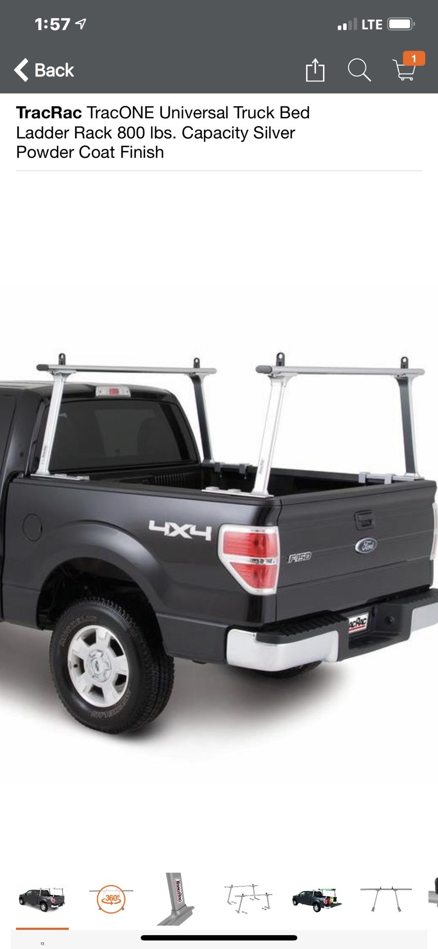 TracRac TracONE Universal Truck Bed Ladder Rack 800 lbs. Capacity
