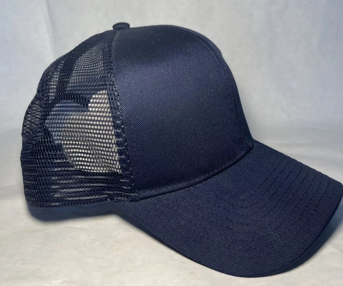 Outdoor Cap Adjustable Snapback Mesh Back Navy Blue Hat Truckers Cap.